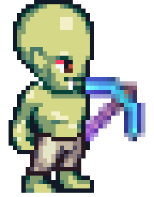 MC Pickaxe 裝備喺預設 Goblin 上嘅 render